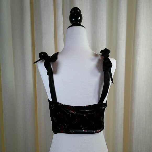 Garage Black Velvet Floral Crop Top in size M - Picture 4 of 4